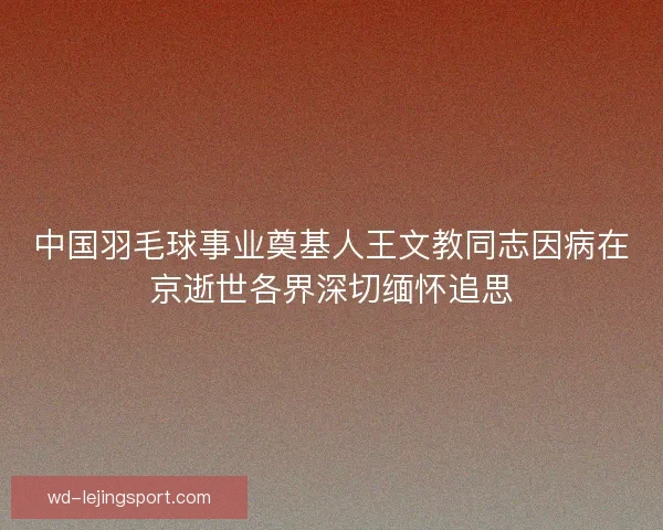 中国羽毛球事业奠基人王文教同志因病在京逝世各界深切缅怀追思